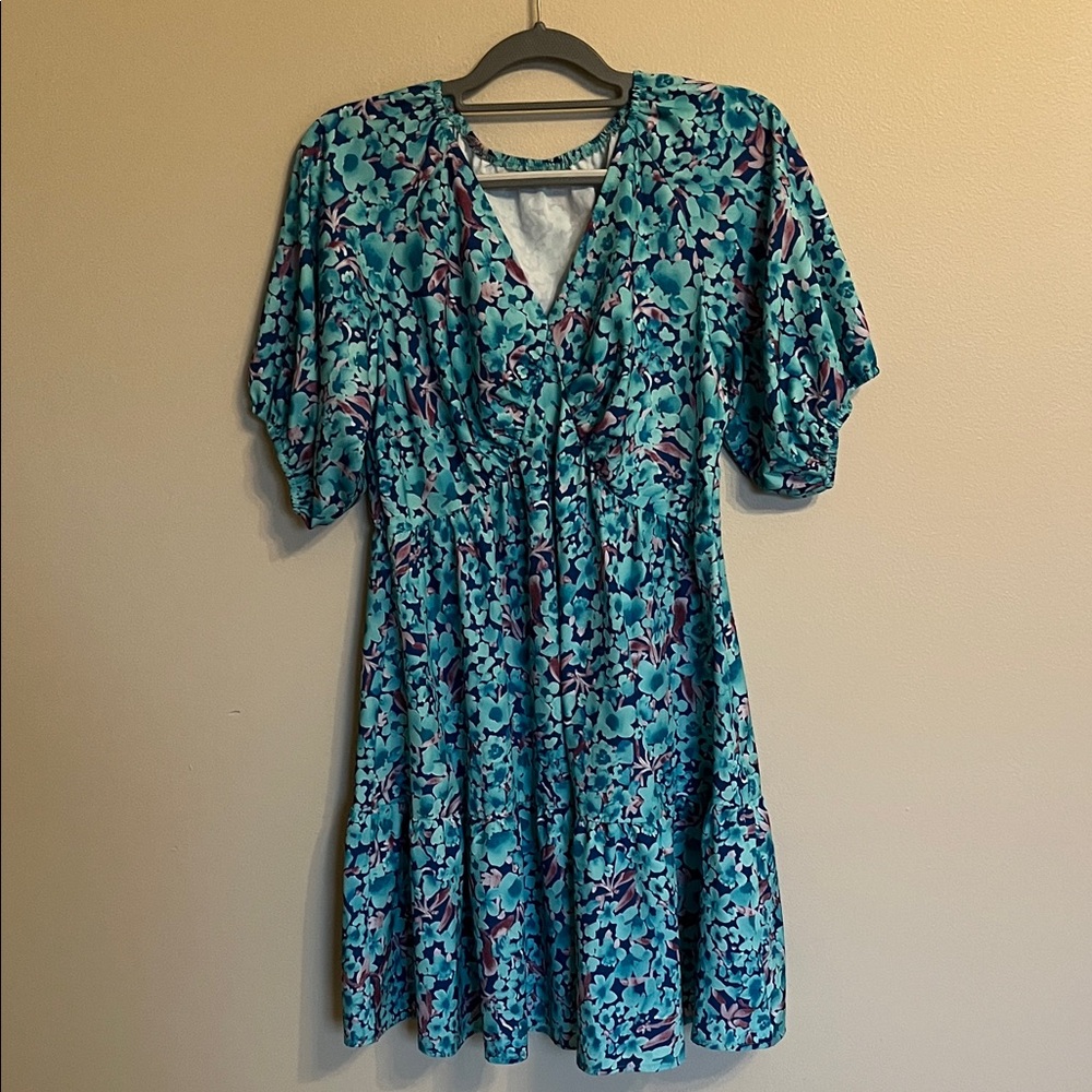 Floral Blue and Purple Dress